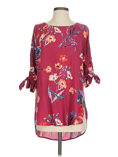 Pre-owned Umgee 3/4 Sleeve Blouse In Burgundy