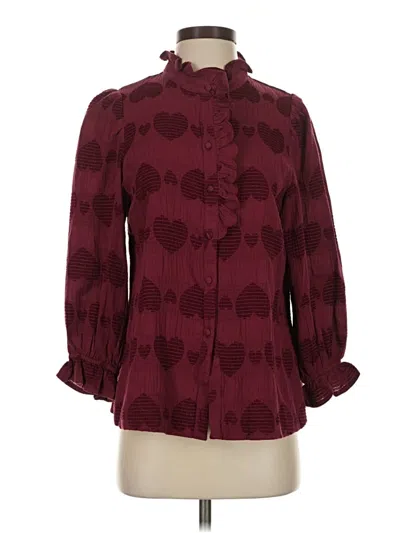 Pre-owned Umgee 3/4 Sleeve Blouse In Burgundy