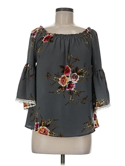 Pre-owned Umgee 3/4 Sleeve Blouse In Gray