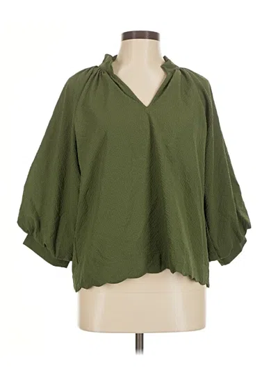 Pre-owned Umgee 3/4 Sleeve Blouse In Green