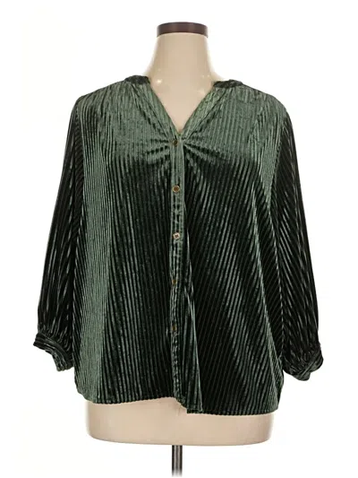 Pre-owned Umgee 3/4 Sleeve Blouse In Green