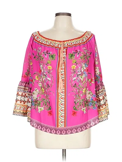 Pre-owned Umgee 3/4 Sleeve Blouse In Pink