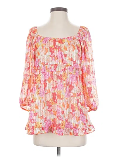 Pre-owned Umgee 3/4 Sleeve Blouse In Pink