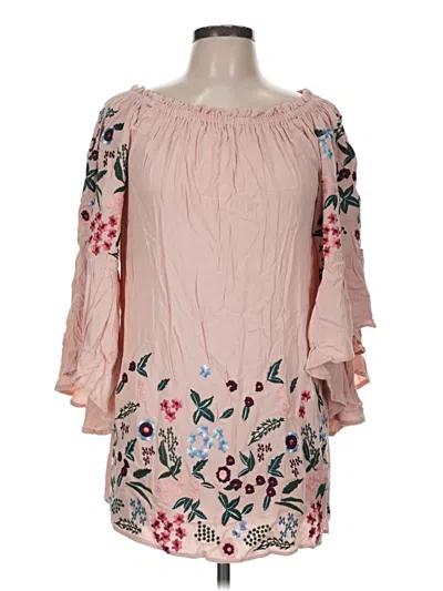 Pre-owned Umgee 3/4 Sleeve Blouse In Pink
