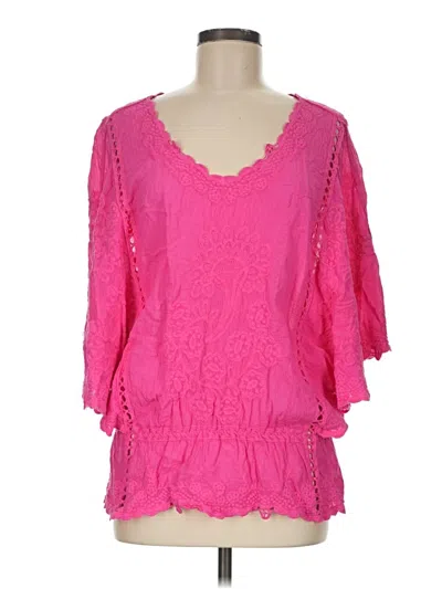 Pre-owned Umgee 3/4 Sleeve Blouse In Pink