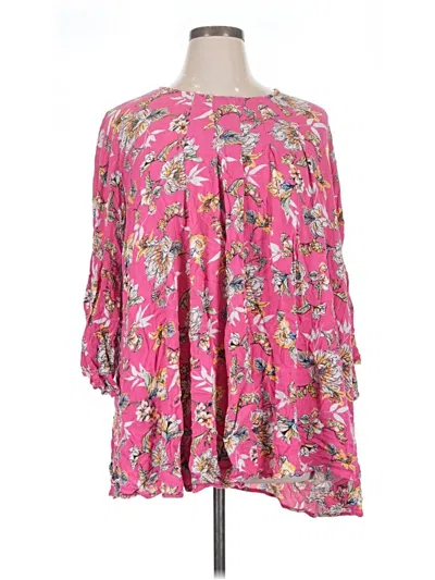 Pre-owned Umgee 3/4 Sleeve Blouse In Pink