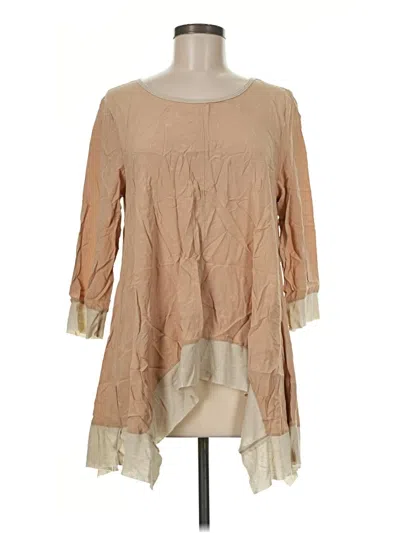 Pre-owned Umgee 3/4 Sleeve Blouse In Tan