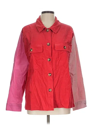 Pre-owned Umgee 3/4 Sleeve Button Down Shirt In Red