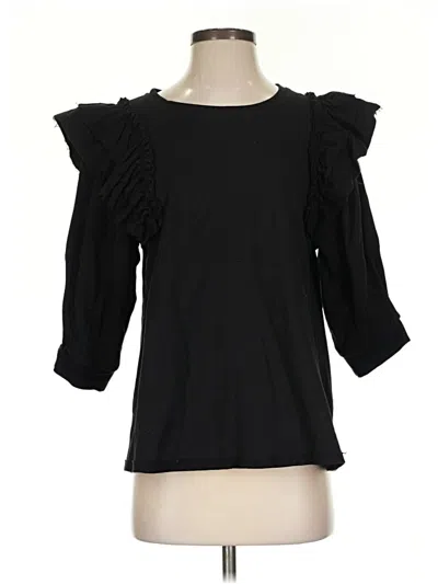 Pre-owned Umgee 3/4 Sleeve Top Black Ruffles Neckline Tops