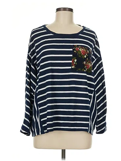 Pre-owned Umgee 3/4 Sleeve Top Blue Boatneck Tops