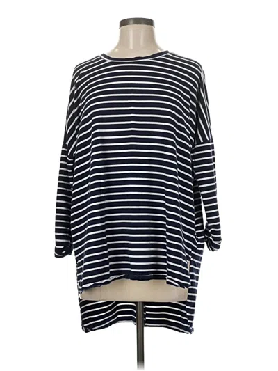 Pre-owned Umgee 3/4 Sleeve Top Blue Stripes Pattern Boatneck Tops