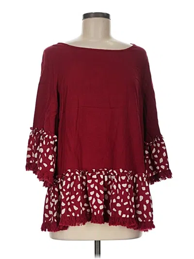 Pre-owned Umgee 3/4 Sleeve Top Burgundy Boatneck Tops