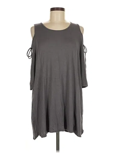 Pre-owned Umgee 3/4 Sleeve Top Gray Cold Shoulder Neckline Tops