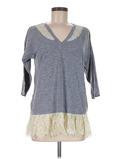 Pre-owned Umgee 3/4 Sleeve Top Gray V-neck Tops