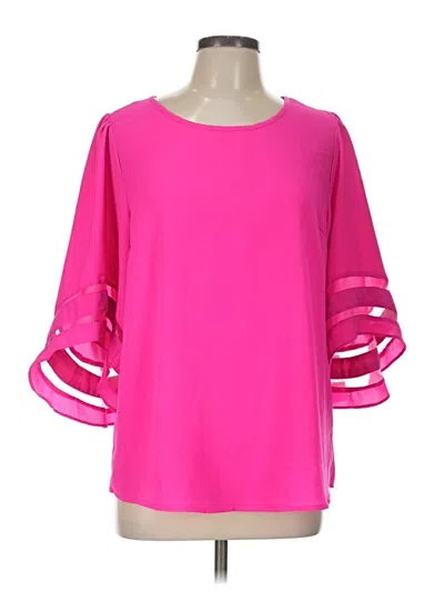 Pre-owned Umgee 3/4 Sleeve Top Pink Cold Shoulder Neckline Tops