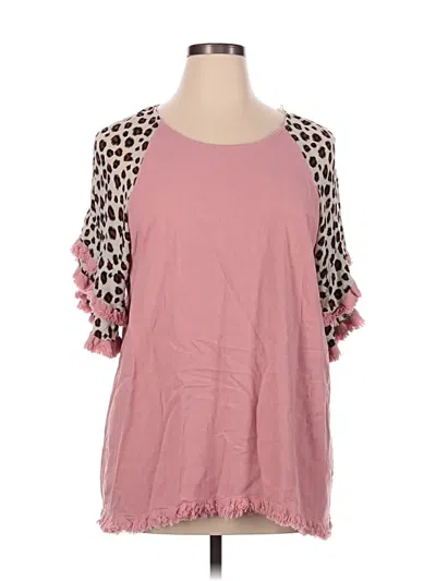 Pre-owned Umgee 3/4 Sleeve Top Pink Cold Shoulder Neckline Tops
