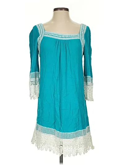 Pre-owned Umgee 3/4 Sleeve Top Teal Square Neckline Tops