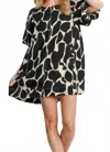 Umgee Abstract Animal Print Dress In Black In Pattern