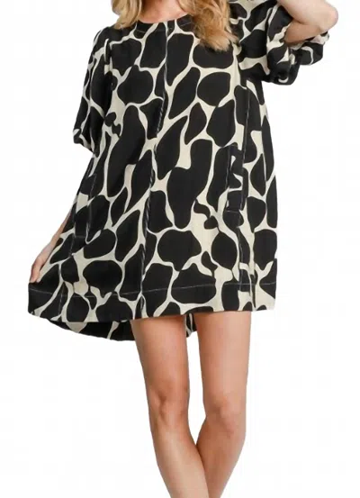 Umgee Abstract Animal Print Dress In Black In Pattern