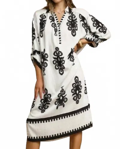 Umgee Abstract Print Midi Dress In Cream In White