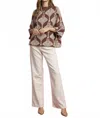 Umgee Abstract Print Pullover Sweater In Brown In Brown
