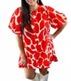 Umgee Abstract Print Two Tone Red Dress In Orange In Red