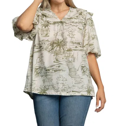 Umgee Ace Of Spades Top In Olive In Green