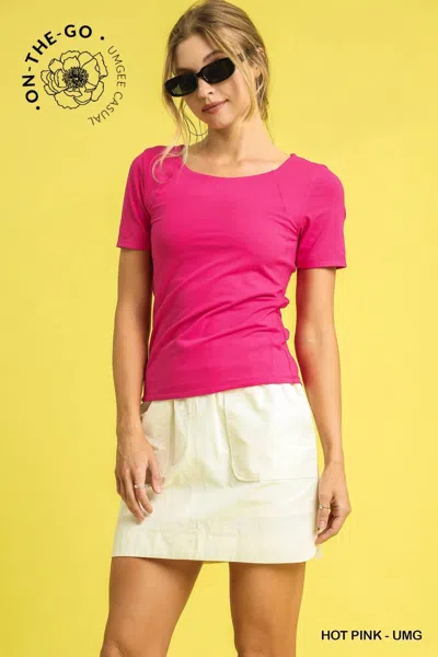 Umgee Active Fitted Tee In Hot Pink