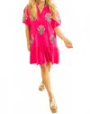 Umgee Adley Boho Floral Embroidered Mini Dress In Fuchsia In Pink
