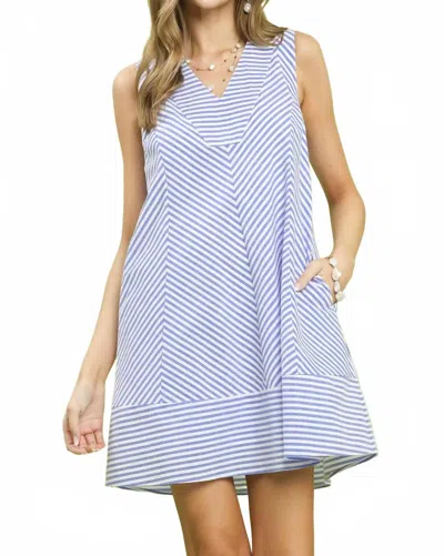 Umgee A-line Striped Dress In Blue