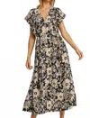 Umgee Allison Floral Print Mini Dress In Black In Black