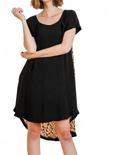 Umgee Andrea Hi Low Leopard Back Dress In Black