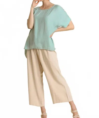 Umgee Animal Jacquard Dolman Sleeve Top In Mint In Green