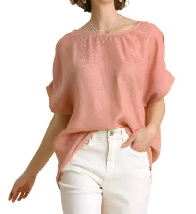 Umgee Animal Jacquard Dolman Sleeve Top In Rose In Pink
