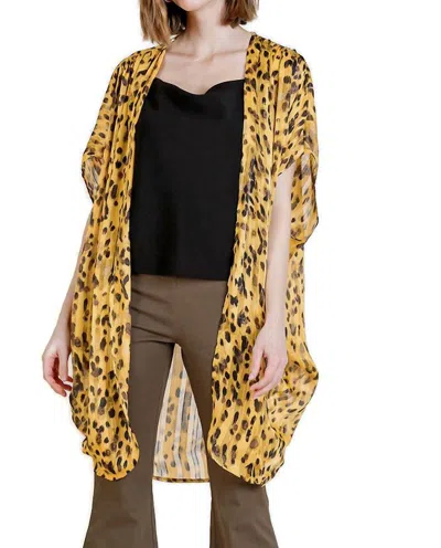Umgee Animal Print Cocoon Kimono In Honey Mix