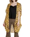 Umgee Animal Print Cocoon Kimono In Honey Mix In Multi