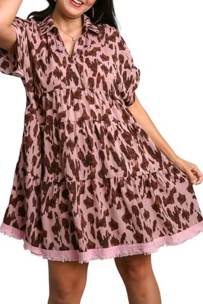Umgee Animal Print Dress In Light Mauve In Multi