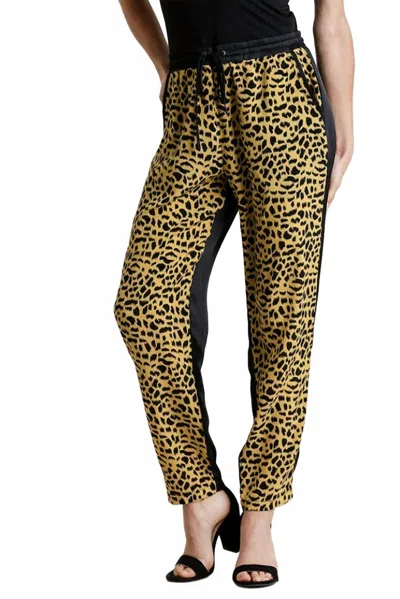 Umgee Animal Print Elastic Waist Pants In Honey Mix