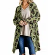 Umgee Animal Print Fuzzy Cardigan In Light Olive Mix In Multi