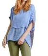 Umgee Animal Print Layered Top In Blue In Blue