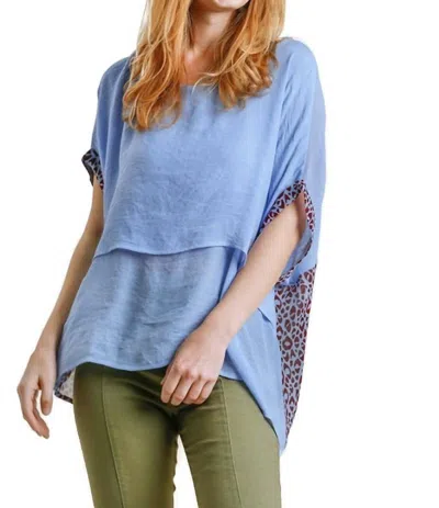 Umgee Animal Print Layered Top In Blue In Multi