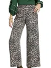 Umgee Animal Print Wide Leg Pants In Cream In Multi