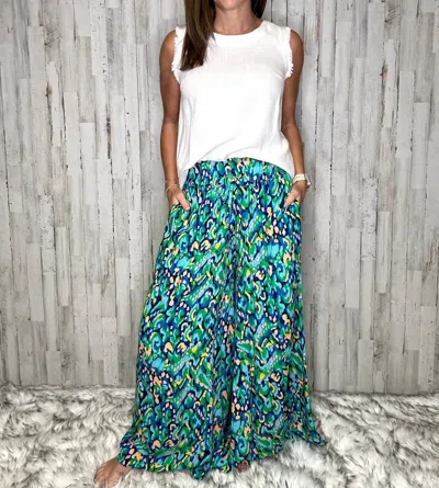 Umgee Armani Beach Wide Leg Pants In Blue/mint In Multi