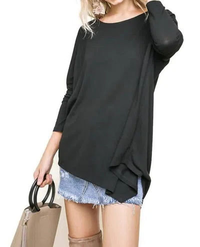 Umgee Asymmetric Long Sleeve Top In Black