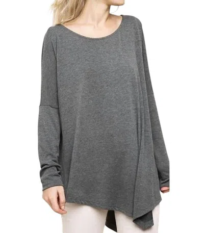 Umgee Asymmetric Long Sleeve Top In Charcoal In Pink