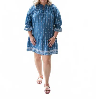 Umgee Aztec Dream Dress In Denim Blue