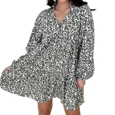 Umgee Babydoll High Low Dress In Mocha Mix In Multi
