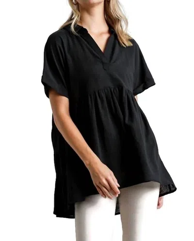 Umgee Babydoll Long Tunic In Black