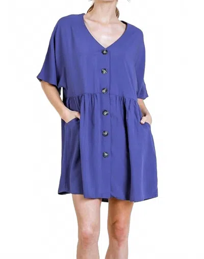 Umgee Babydoll Pocket Dress In Purple Blue