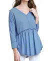 Umgee Babydoll Striped Top In Cobalt In Blue